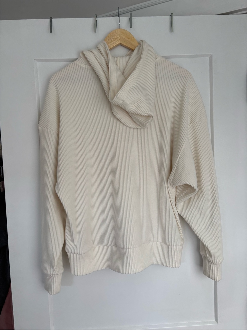 Abercrombie & Fitch Lounge Cozy Rib Hoodie in Cream - Picture 2 of 2